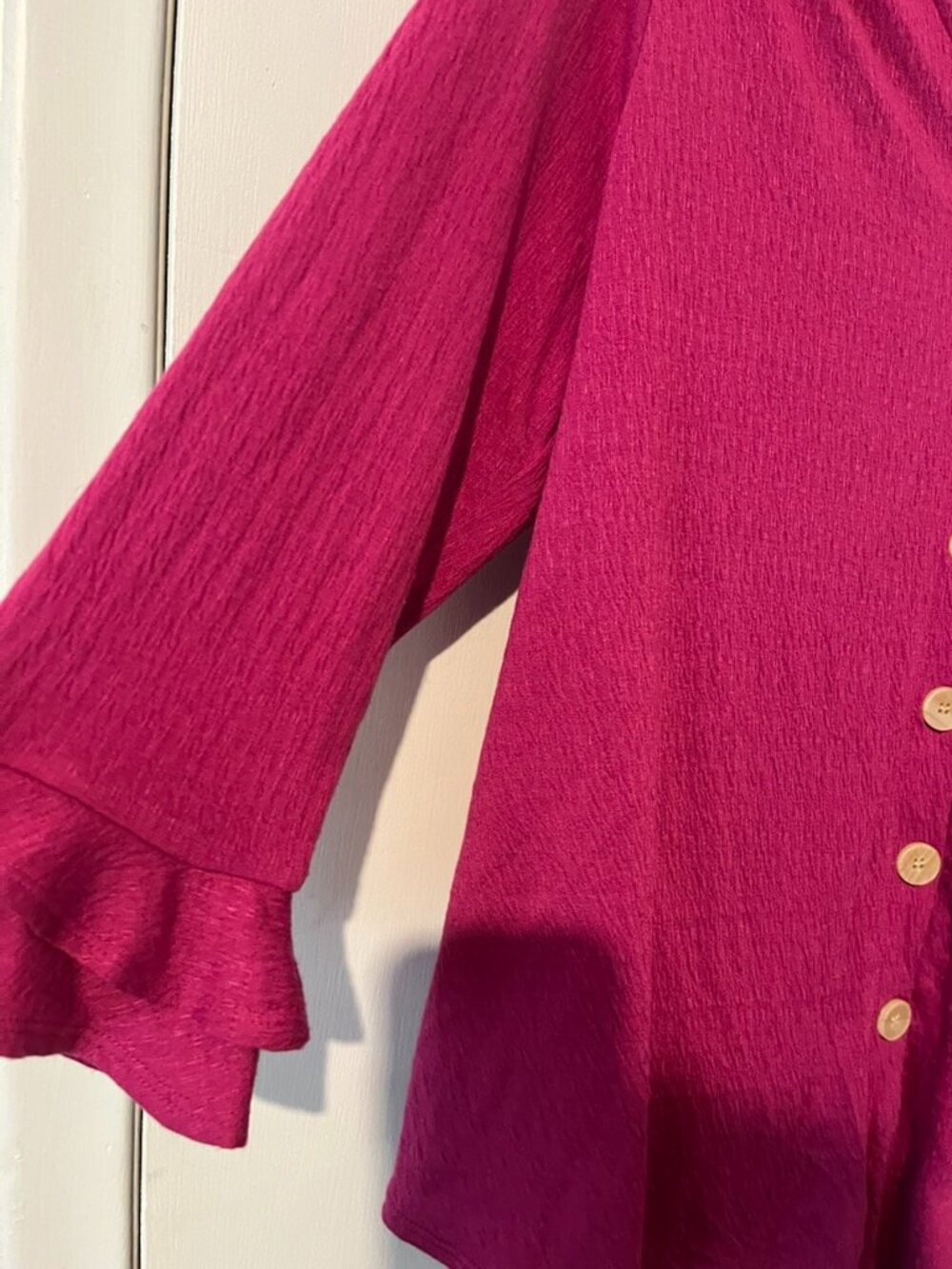 ABG Button down Blouse Fuchsia Color SZ L - Picture 3 of 6